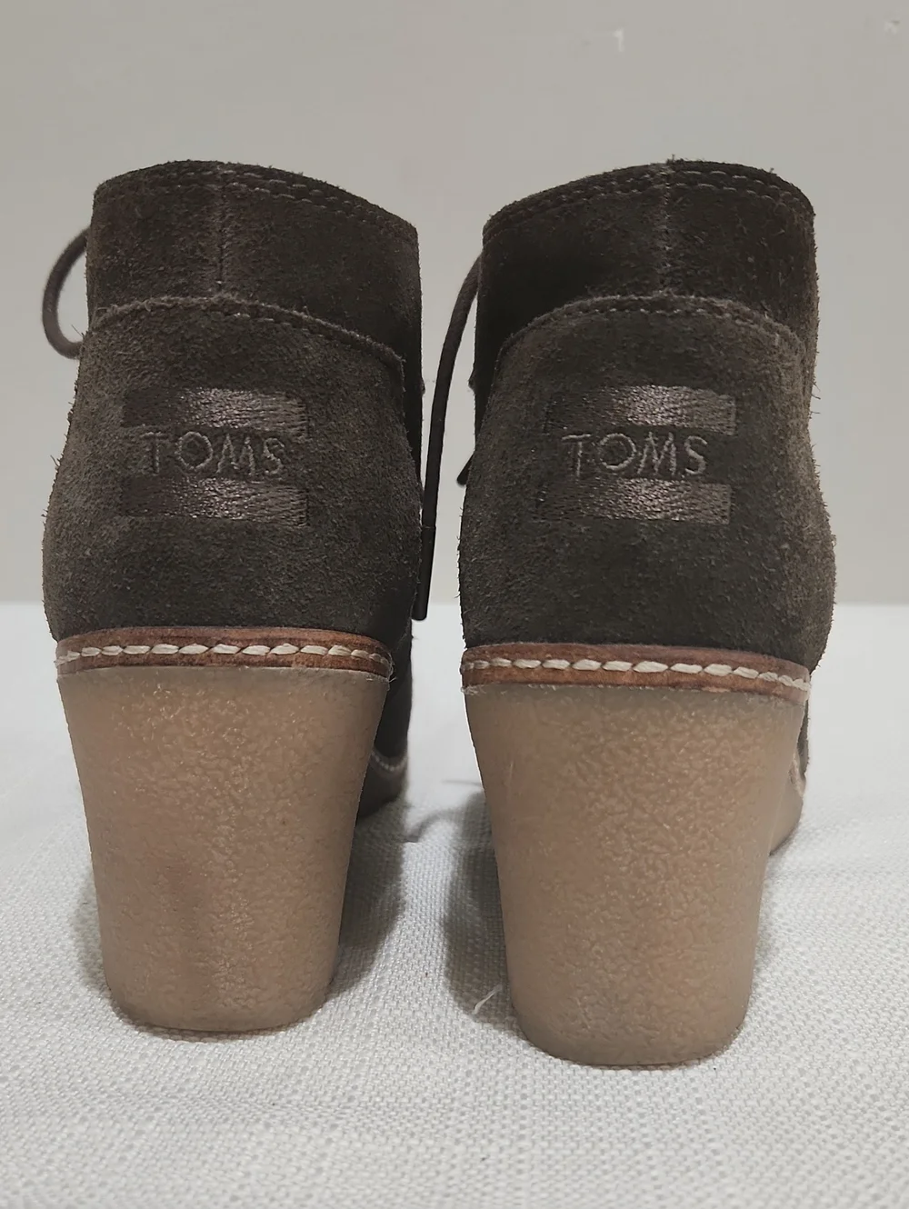 Toms Brown Suede Lace-Up Wedge Ankle Boots
